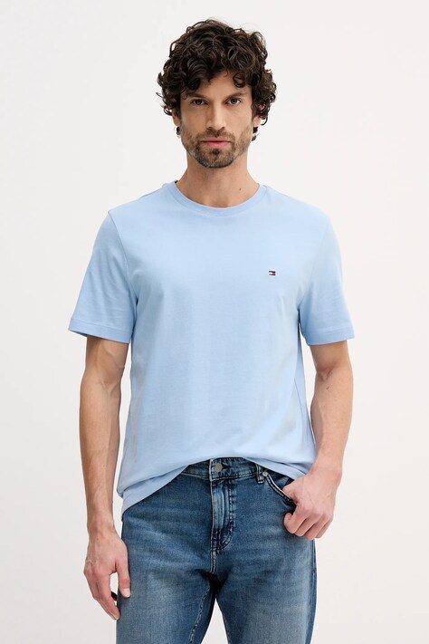 Tommy Hilfiger t-shirt bawełniany męski kolor niebieski gładki MW0MW39995