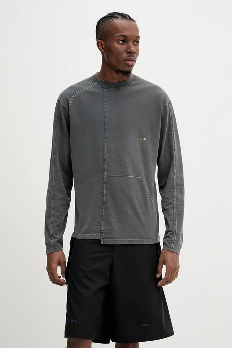 A-COLD-WALL* longsleeve din bumbac barbati, culoarea gri, uni, ACWMTS207