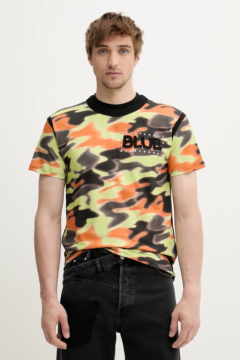 BLUEMARBLE t-shirt bawełniany męski kolor pomarańczowy z aplikacją TS37.JE40BA25