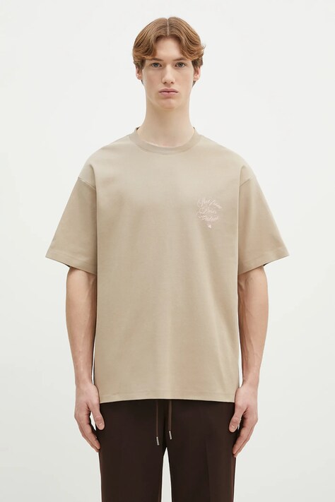 Βαμβακερό μπλουζάκι Drôle de Monsieur Le T-Shirt Slogan Vignes ανδρικό, χρώμα: μπεζ, F-TS226-CO002-BG