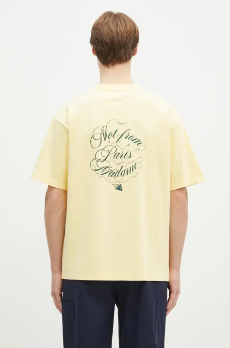 Памучна тениска Drôle de Monsieur Le T-Shirt Slogan Vignes в жълто с принт F-TS226-CO002-BAN