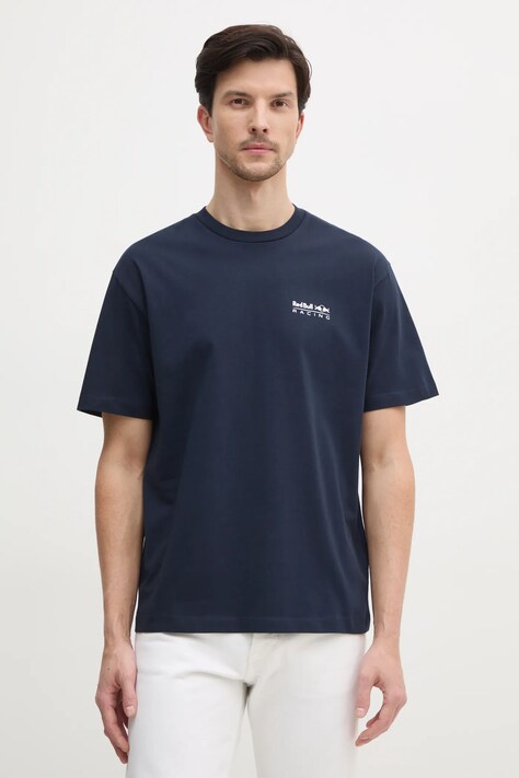 Red Bull Racing x Pepe Jeans tricou din bumbac ABSTRACT RELIEF TEE barbati, culoarea albastru marin, cu imprimeu, RM500018