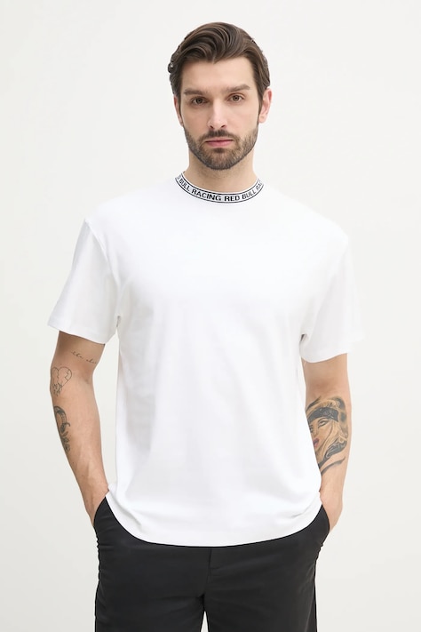Бавовняна футболка Red Bull Racing x Pepe Jeans BRANDED COLLAR TEE чоловіча колір білий однотонна RM500021