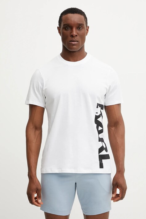 Karl Lagerfeld t-shirt bawełniany męski kolor biały z nadrukiem A2M46038