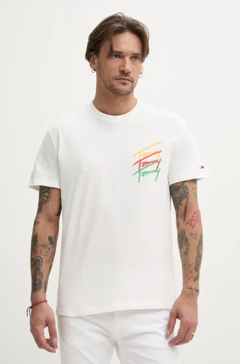 Tommy Jeans t-shirt in cotone uomo colore bianco DM0DM20771