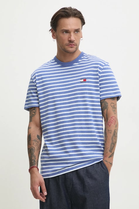 Bavlněné tričko Tommy Jeans fialová barva, DM0DM20802