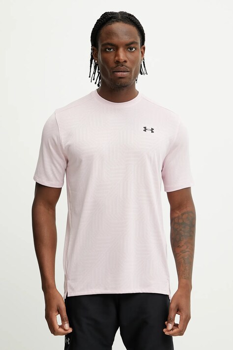 Tréninkové tričko Under Armour UA Tech Geotessa pánské, růžová barva, 1382182