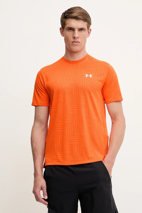 Тениска за трениране Under Armour UA Tech Geotessa в оранжево с десен 1382182