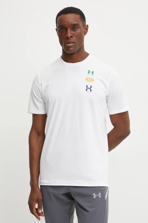 Tréninkové tričko Under Armour bílá barva, s potiskem, 1390165