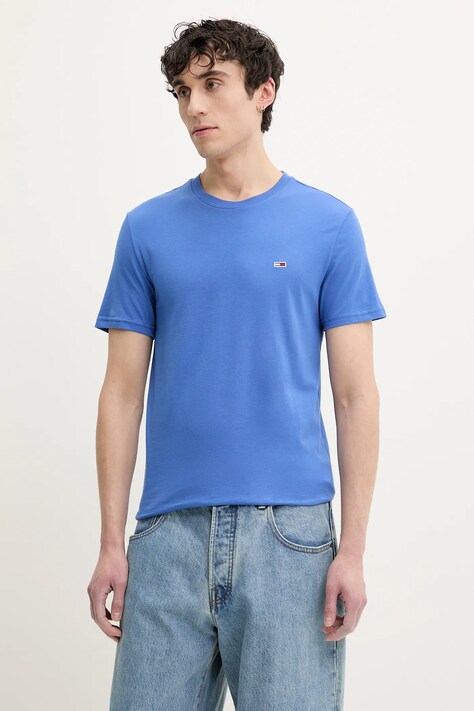 Tommy Jeans tricou din bumbac 2-pack bărbați, culoarea violet, uni, DM0DM20687