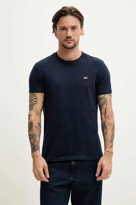 Tommy Jeans tricou din bumbac 2-pack bărbați, culoarea bleumarin, uni, DM0DM20687