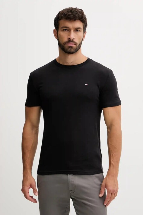 Tommy Jeans tricou din bumbac 2-pack bărbați, culoarea negru, uni, DM0DM20687
