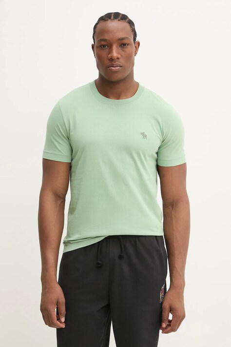 Bavlněné tričko Abercrombie & Fitch zelená barva, KI124-5103