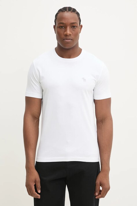 Βαμβακερό μπλουζάκι Abercrombie & Fitch ανδρικό, χρώμα: άσπρο, KI124-5108