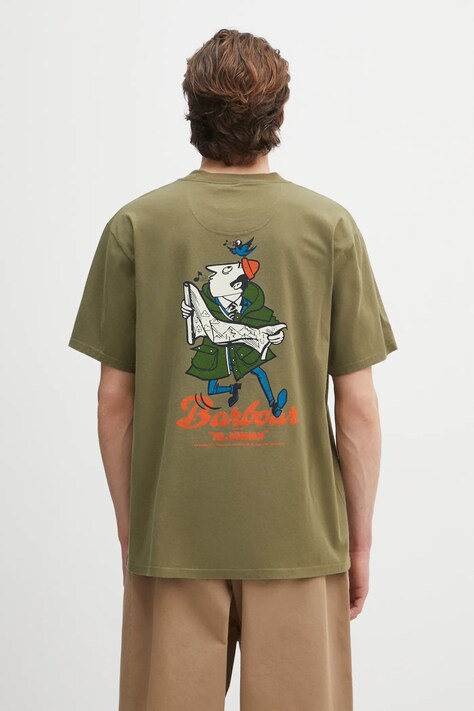 Barbour t-shirt bawełniany Barbour Regence OS Fit Graphic T-Shirt męski kolor zielony z nadrukiem MTS1402