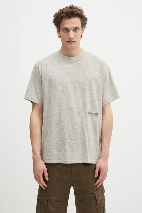 Barbour tricou Barbour Calton Linen Blend OS Fit T-Shirt culoarea bej, cu imprimeu, MTS1404