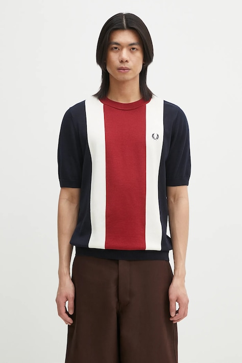 Бавовняна футболка Fred Perry чоловіча колір синій візерунок K9746.Y80