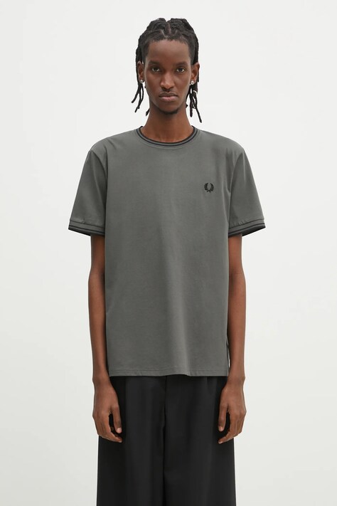 Fred Perry cotton t-shirt men’s green color smooth M1588.U70