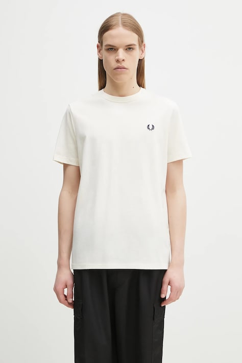 Памучна тениска Fred Perry в бежово с апликация M1600.560