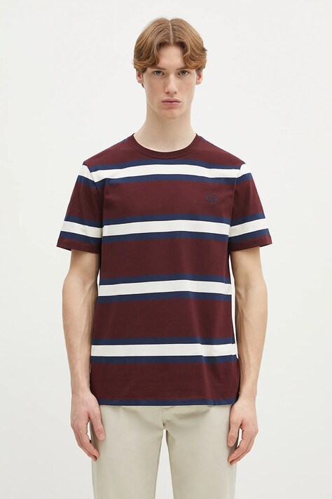 Бавовняна футболка Fred Perry чоловіча колір бордовий візерунок M9852.K22