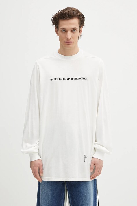 Бавовняний лонгслів Rick Owens DRKSHDW Jumbo Ls T колір білий з принтом DU01E3261.RNEP5