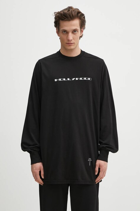 Бавовняний лонгслів Rick Owens DRKSHDW Jumbo Ls T колір чорний з принтом DU01E3261.RNEP5