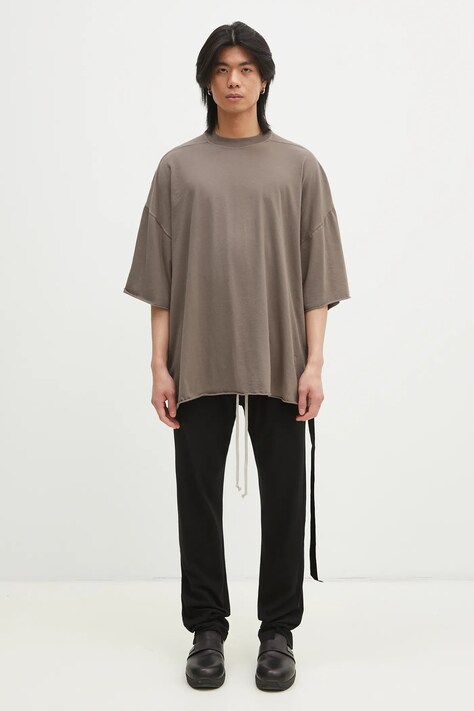 Бавовняна футболка Rick Owens Tommy T чоловіча колір коричневий однотонна DU01E3259.RN