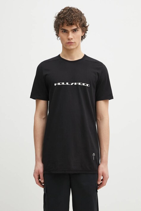 Бавовняна футболка Rick Owens Level T чоловіча колір чорний з принтом DU01E3250.RNEP5P
