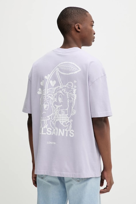 AllSaints tricou din bumbac BREAKUP culoarea alb, cu imprimeu, M022PC