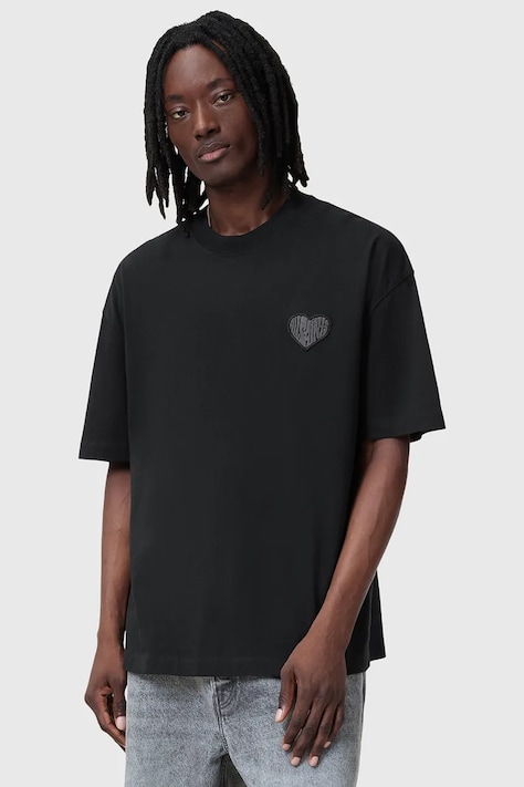 Bavlnené tričko AllSaints LOVER čierna farba, jednofarebné, M029PC