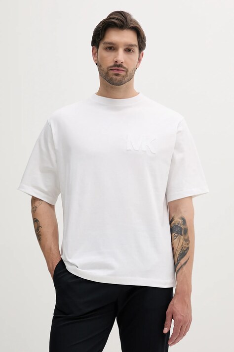 Michael Kors tricou din bumbac culoarea alb, uni, CS552HY1V2