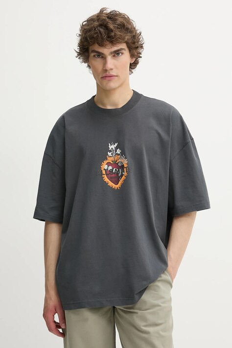 Памучна тениска AllSaints HEARTFELT в черно с принт M014PC