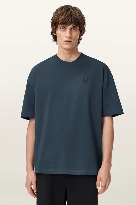 AllSaints t-shirt bawełniany HAVEN męski kolor granatowy gładki M029JC