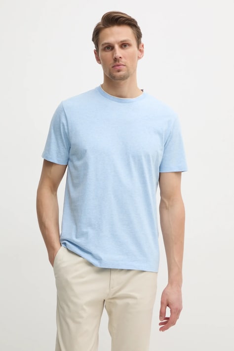 Hackett London t-shirt bawełniany męski kolor niebieski melanżowy HM500886