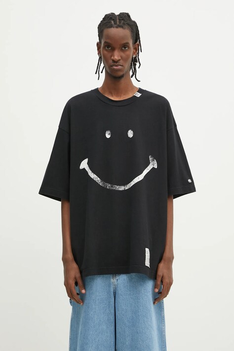 Памучна тениска Maison MIHARA YASUHIRO Smily Face Printed Tee в черно с принт J14TS782