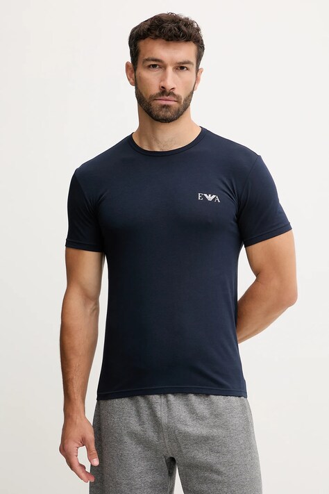 Emporio Armani Underwear tricou lounge 2-pack culoarea alb, cu imprimeu, EM001849 AF10778