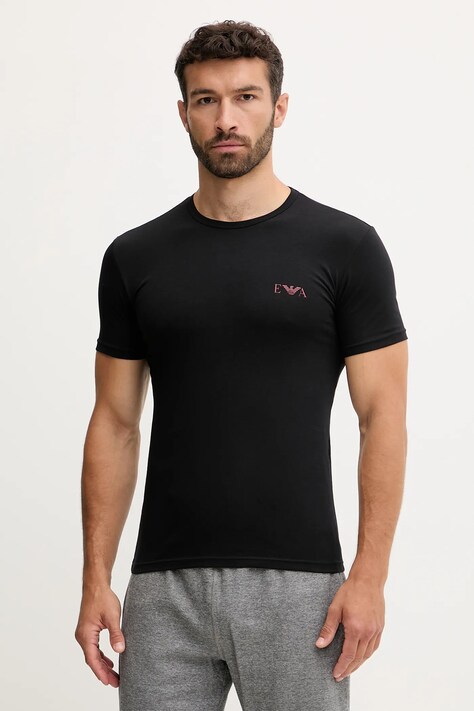 Emporio Armani Underwear tricou lounge 2-pack culoarea alb, cu imprimeu, EM001849 AF10778