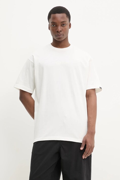 Vans tricou din bumbac barbati, culoarea bej, cu imprimeu, VN000HPZFS81