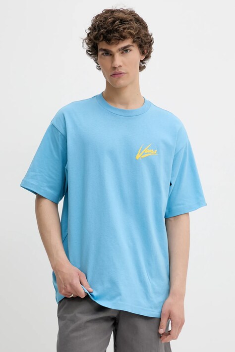 Vans t-shirt bawełniany męski kolor niebieski z nadrukiem VN000K42E2W1