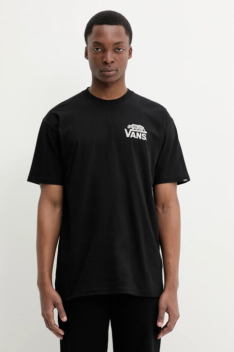 Vans tricou din bumbac barbati, culoarea negru, cu imprimeu, VN000M3YBLK1