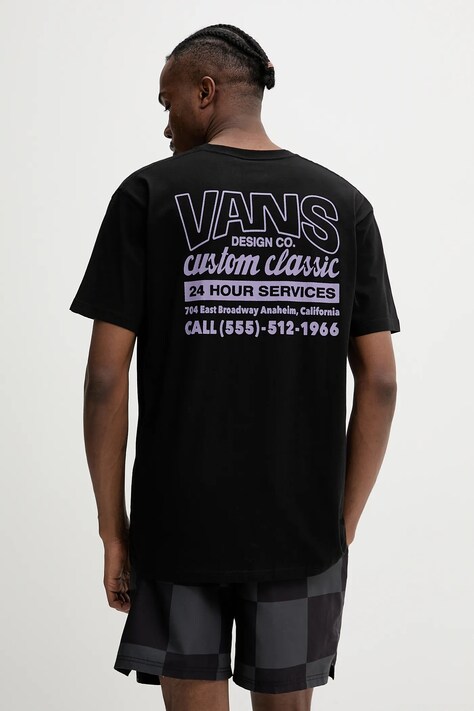 Vans t-shirt bawełniany męski kolor czarny z nadrukiem VN000M60BLK1