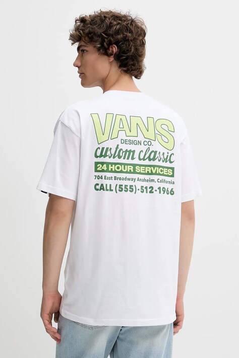 Vans t-shirt bawełniany męski kolor biały z nadrukiem VN000M60WHT1