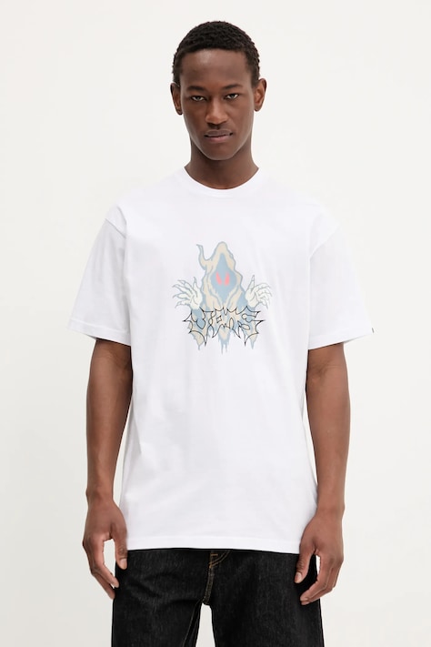 Vans tricou din bumbac culoarea alb, cu imprimeu, VN000M6DWHT1