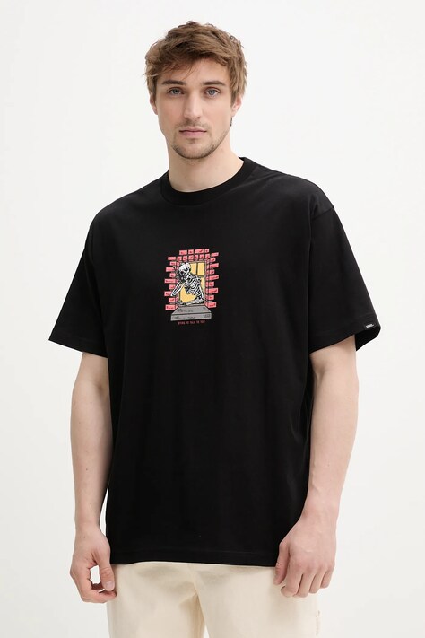 Vans t-shirt bawełniany męski kolor czarny z nadrukiem VN000NHUBLK1