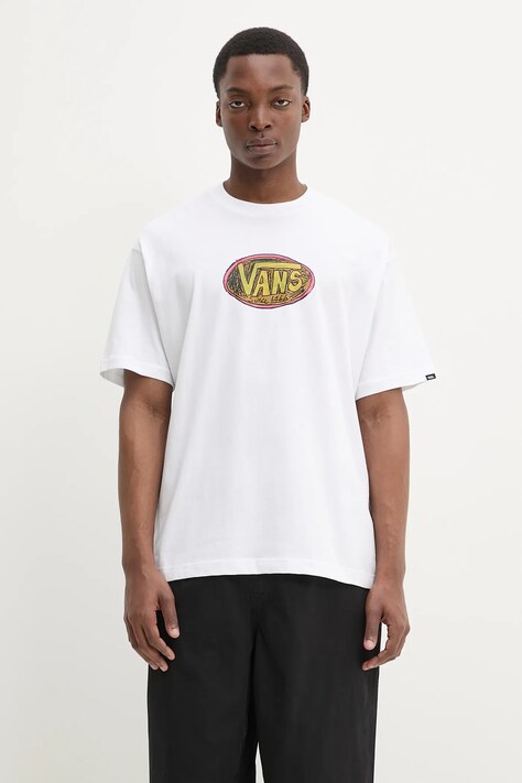 Vans t-shirt bawełniany męski kolor biały z nadrukiem VN000NHWWHT1