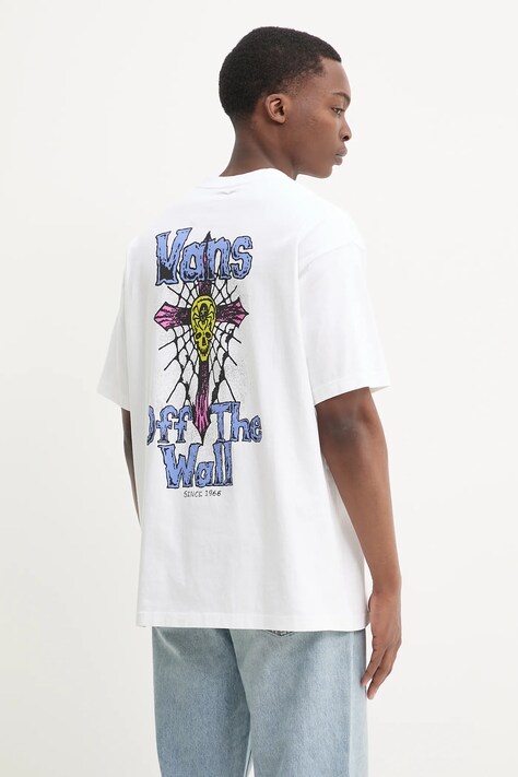 Vans t-shirt bawełniany męski kolor biały z nadrukiem VN000NWNWHT1