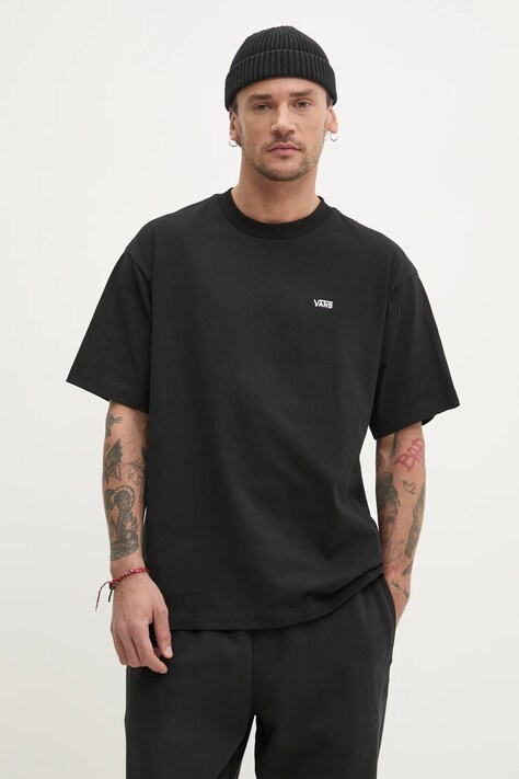 Vans t-shirt bawełniany męski kolor czarny gładki VN000P1PBLK1
