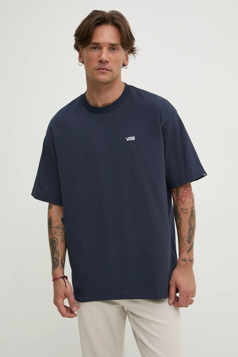 Vans t-shirt bawełniany męski kolor granatowy gładki VN000P1PJDU1