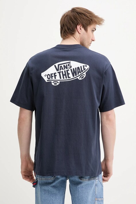 Vans t-shirt bawełniany męski kolor granatowy z nadrukiem VN000P50JDU1