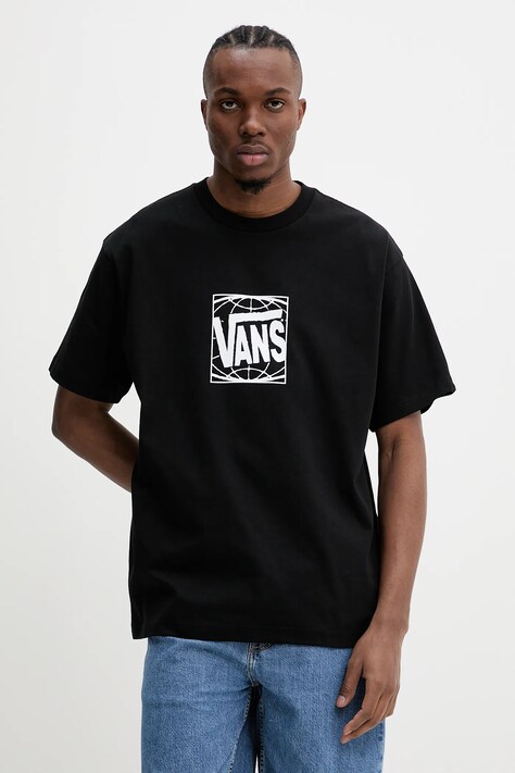 Vans t-shirt bawełniany męski kolor czarny z nadrukiem VN000Q25BLK1